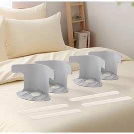 PengLAI Premium Bed Sheet Holders for Corners - 4 Large Grey Grippers & Transparent Clips, Adjustable Fitted Sheet Clips for Mattress, No-Slip Bed Sheet Clips & Grippers, for Home.