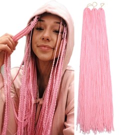 ZIZI BOX Long Micro 3X Pre-Looped Synthetic Zizi Braids 10 Packs/Lot 28 Inch 50g/Pack Thin Small Box Braid Crochet Twisted Hair Synthetic Kanekalon Braiding Hair Extension Women (Pink)