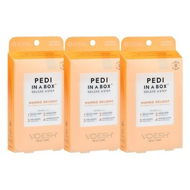 VOESH Pedi in a Box Deluxe 4 pasos, paquete de 3 - Tratamiento intensivo de pies - Pedicura VOESH en una caja - Kit de pedi DIY - Kit de pedicura de spa vegano - Kit de remojo de pedicura - Cuidado de pies en casa