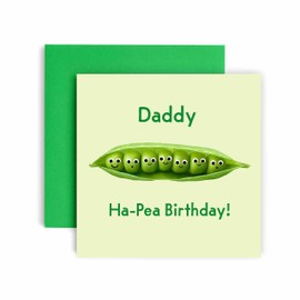 Huxters Birthday Cards for Men - Happy Ha-Pea Birthday Daddy Birthday Card for him - Funny Fathers Day Card for Daddy Fun Happy Birthday - 14.8cm (Daddy)