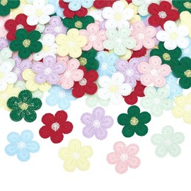 FINGERINSPIRE 80Pcs 8 Colors Crochet Flowers Applique 28x30mm Flower Sew on Patches Handmade Crochet Flowers Appliques Sewing Flower Applique for DIY Crafts Clothing Jeans Caps Bags