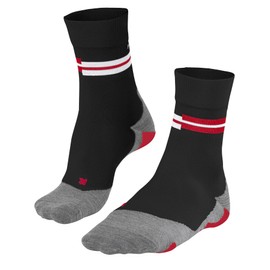 FALKE Men's RU5 Race Running Socks, Mid Calf, Ultralight Cushion, Athletic Sock, Breathable Quick Dry, Nylon, Black (Black-Flames 3011), 6.5-8.5, 1 Pair