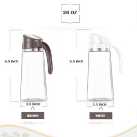 Marbrasse Auto Flip Olive Oil Dispenser Bottle,20 OZ Leakproof Condiment Container With Automatic Cap and Stopper,Non-Drip Spout,Non-Slip Handle for Kitchen Cooking Brown