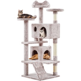 Yaheetech 54in Cat Tree, Cat Tower with Double Cat Condo, Sisal Scratching Posts, and Dangling Balls, Cat Furniture Kitten Play House