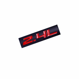 1Pc 2.4L emblem displacement emblem liter emblem Metal advanced badge Car trunk Motorcycle Motif rear badge decal sticker universal for Vehicle (black-red)