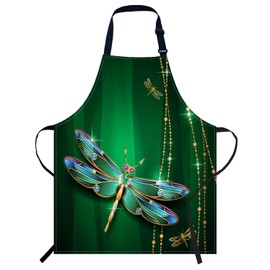 Smooffly Beautiful Vivids Dragonfly Apron Unisex Adjustable Bib Apron Cooking Kitchen Chef Women Men Aprons for Home Kitchen, Restaurant,Coffee House,Shop,Garden