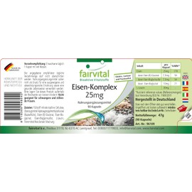 Fairvital Iron Complex 25 mg Capsules – High Dose – Vegan – 90 Capsules