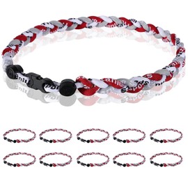 Midtatus 18inch Baseball Necklace,12 Pack, Team Gift for Baseball Funs, Fashion Three Braided Titanium Tornado Rope Design with Muti - Color for Pick (18.1, Maroon-Grey-White)