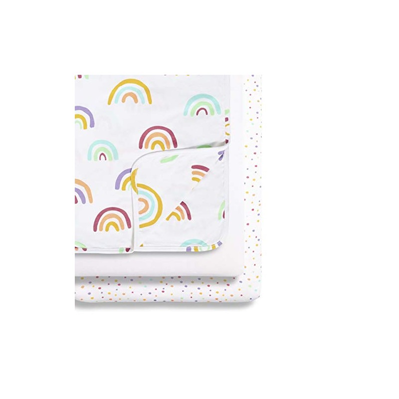 Snuz 3 Piece Crib Bedding Set – Rainbow, 3 Count
