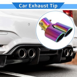VekAuto Curved Slant Dual Exhaust Tip, 2.4" Inlet 4.9" Outlet 6.3" Length Tailpipe Universal for Car Bolt on Stainless Steel Assorted Color