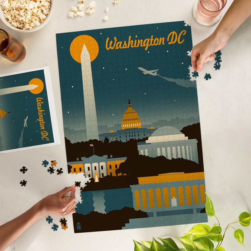 Lantern Press Washington, DC, Retro Skyline, 1000 Piece Jigsaw Puzzle