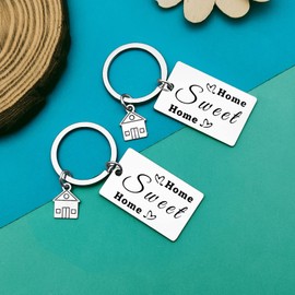 Housewarming Gifts for New Homeowners 2Pcs New Home Keychain Gift Sweet Home Gift for Couple Moving in Keyring Real Estate Gifts from Agent for Client Family Jewelry Gift Realtor Closing Gifts