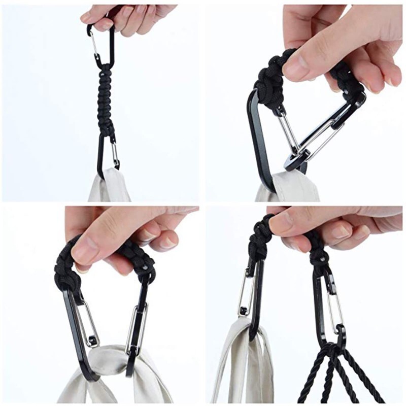 [ALLVD] 2 Carabiners Double Head Paracord Braided Paracord Lanyard Keychain