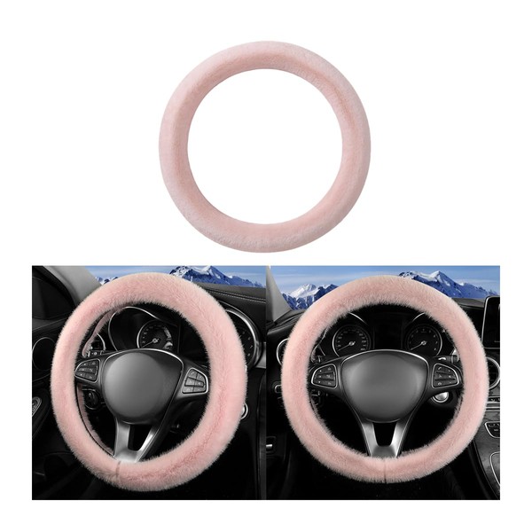 KHGUZ Car Steering Wheel Cover, Furry Vehicle Steer Wheel Protector,