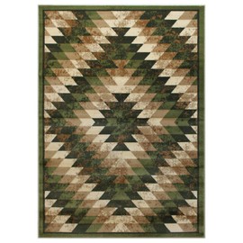 Masada Rugs, Stephanie Collection Area Rug Southwest Native American Distressed Design 1106 Green Brown Beige (5 Feet 3 Inch X 7 Feet 3 Inch)