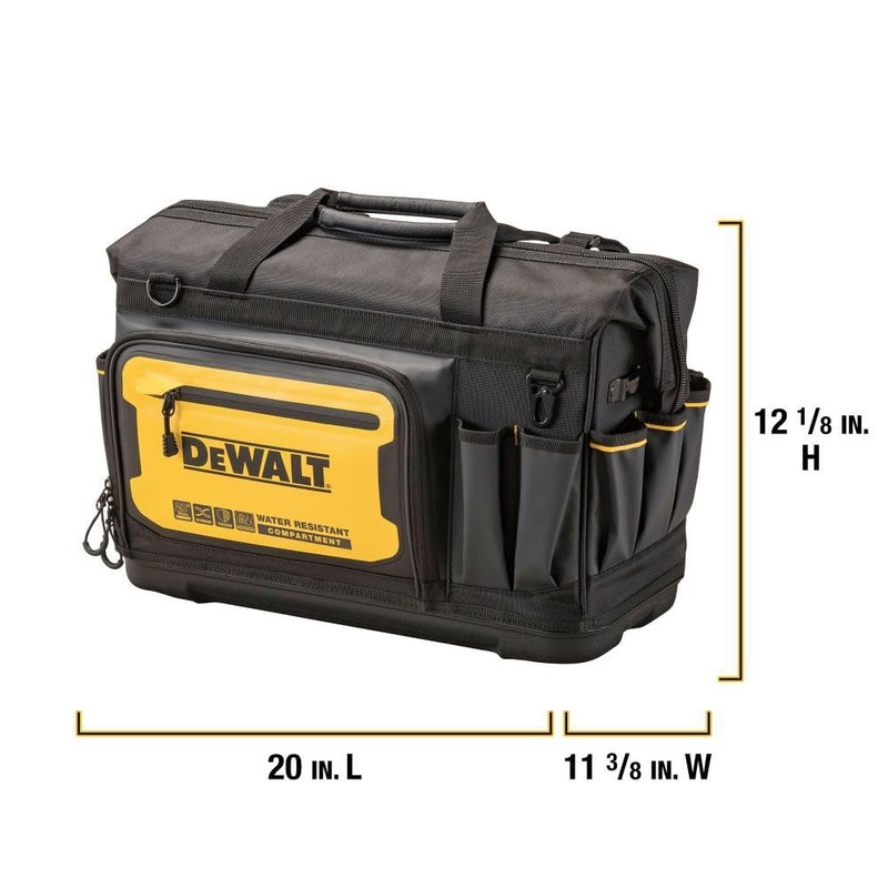 DEWALT Tool Bag, Water Resistant, Hard Bottom, 20-inch, Professional Tool