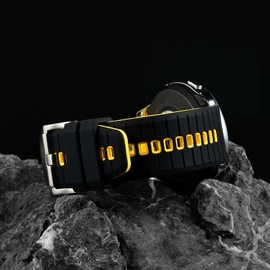 Anbeer Silicone Watch Bands,18mm Quick Release Rubber Watch Strap for Men Women,Black&Yellow with Black Buckle