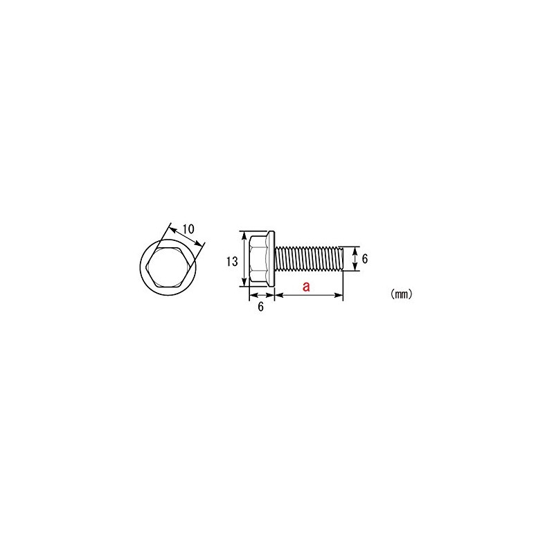 Kitaco 0900-062-03002 Flanged Hex Bolt (Stainless Steel) M6 x 15/P1.0