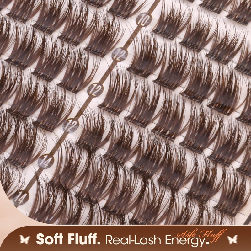 Brown Cluster Lashes Natural Fluffy Eyelash Clusters (10-14MM, Elowen)