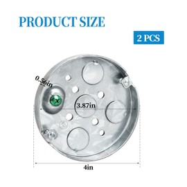 4 Round Shallow Electrical Box,Round Electrical Box for Ceiling Fan Wall Lighting Fixtures with 1/2 Deep 1/2 Bottom Knockouts Ceiling Fan Wall Lighting Fixtures 2 Pcs