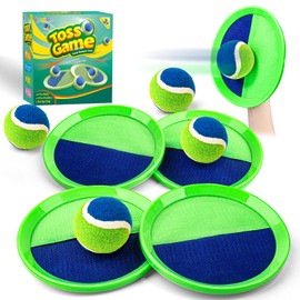 Letapapa Toss and Catch Ball Set, Pool Beach Outdoor Toys Games for Kids Ages 4-8-12, Velcro Ball and Catch Set with 4 Paddles 4 Balls, Summer Yard Outdoor Game for Adult Family, Birthday Easter Gift for Kids