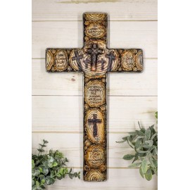Rustic Christian Inspirational Bible Verses Layered Tree Rings Wall Cross Plaque