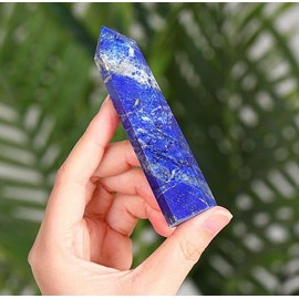 GUJOXILA 9-10 cm Lapis Lazuli Large Crystals Tower Healing Stone Rock Crystal Gemstones Rod Towers Hexagonal Point Rods Point Rod Healing Meditation Energy Reiki