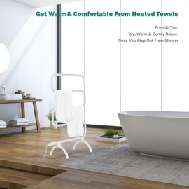 Tangkula Towel Warmer, Home Bathroom 100W Electric 5-Bar Towel Drying Rack, Freestanding and Wall Mounted Design Towel Hanger, Towel Heater, White (23"L x 13"W x 36"H)