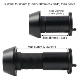 Earl Diamond - Peep Holes for Door, Solid Brass 220-Degree Door Viewer Peephole with Heavy Duty Rotating Privacy Cover for 1-3/8" to 2-23/64" Doors for Home Office Hotel, Hole 22 Black