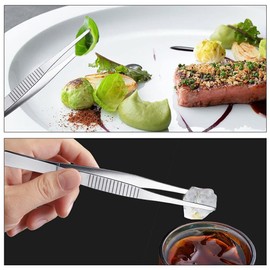Kitchen Tweezers Set Made of Stainless Steel, Cooking Tweezers Set, 2 Pieces Slant Tweezers Tongs, 3 Pieces Precision Tongs, for Cooking, Repairing, Crafts, Beauty