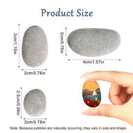 40 Pieces Stones for Painting, 1-3 cm Painted Pebbles, Smooth Pebbles for Painting, Beach Pebbles, Gravel Decorative Stones, Natural Stone, DIY Aquarium Stones for Colourful Painting Decoration