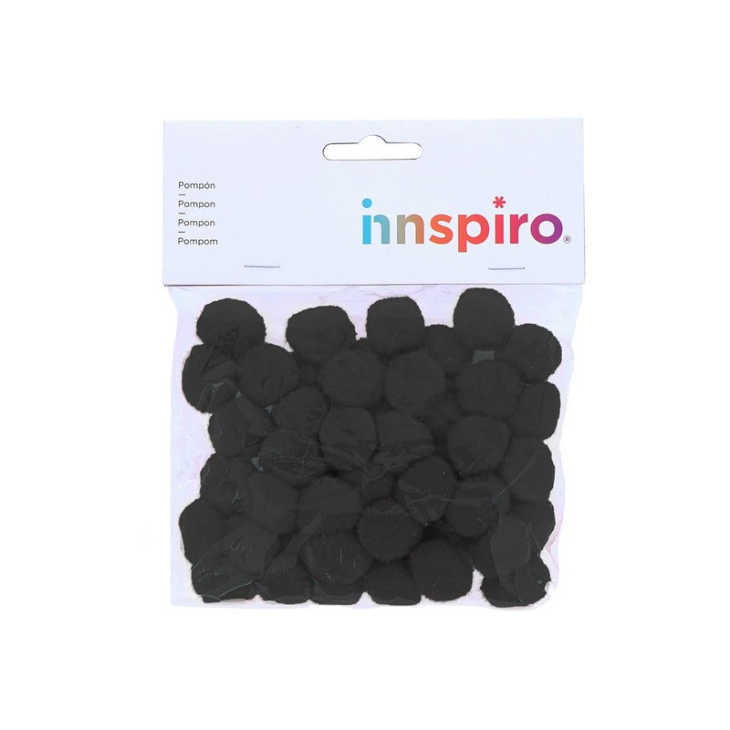 Black Polypropylene Pom Poms 25mm Pack of 50