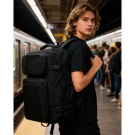 Vacuum Travel Backpack with Air Pump Carry on Flight Approved Personal item Large Tactical Compression Work Backpack Vacuum Seal Bags for Clothing Travel Women Men Mochila de Viaje Black
