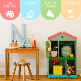 JSIWOTH Scalloped Decorative Wood Trim - 6-Pack Wave Molding Trim for Cabinets, Mirrors, Window, Door, Nursery & DIY Home Decor, Christmas Craft & Holiday Decoration