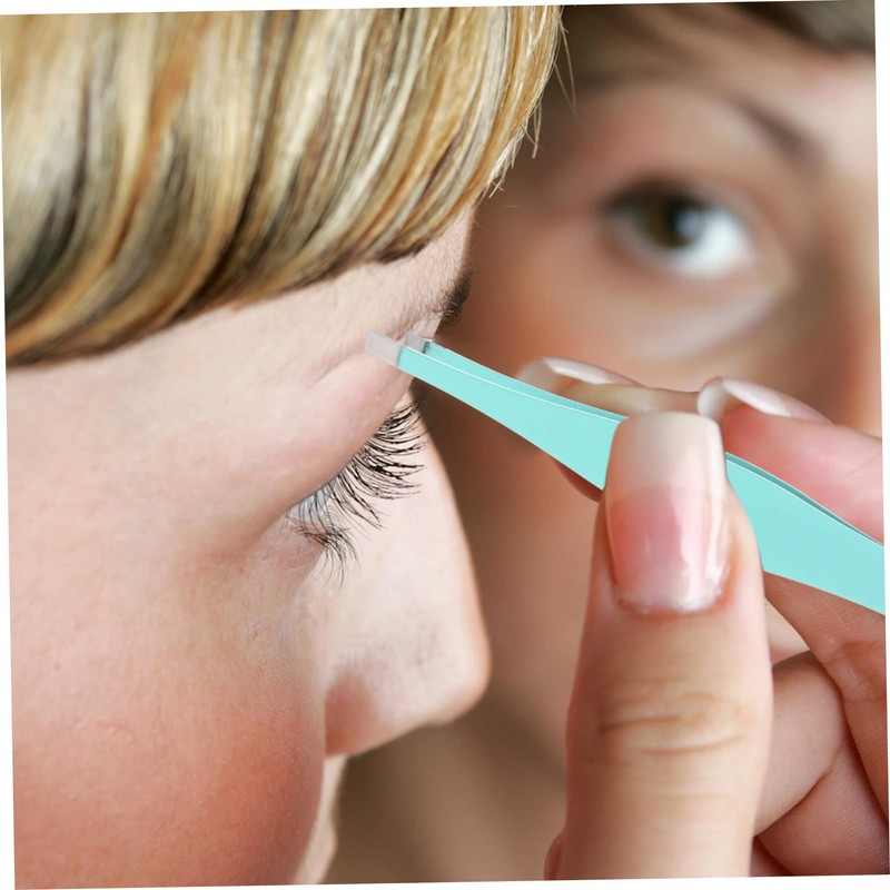 FOMIYES Stainless Steel Eyebrow Grooming Kit 4pcs Tweezers Set Angled