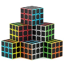 ROXENDA Magic Cube Set, Speed Cube Set [Pack of 6] - Easy Turn & Smooth Play, Super Gift IQ Games for Children (Carbon Fibre)