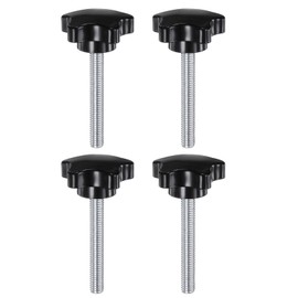 sourcing map 4pcs Star Clamping Knobs M8 x 60mm Metric Male Thread 39mm Large Plastic 5-Star Head Hand Tightening Thumb Screw Jig Knob Handle, Black