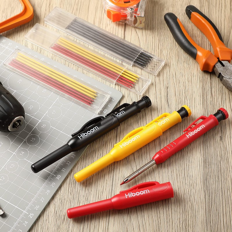 Hiboom 3 Pack Solid Carpenter Pencil with Pencil Cap and