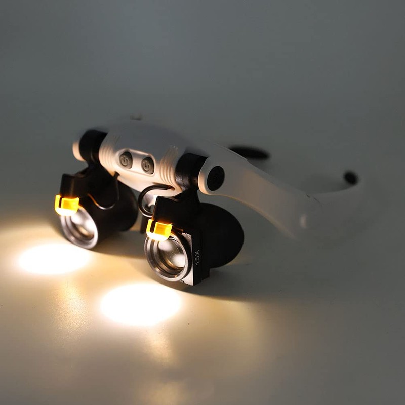 Head Mount Magnifier with LED Light, Hands Free Headband Magnifying
