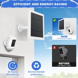 Solar Panel for Camera 5W Solar Charger Compatible with Ring Spotlight &Stick Up Outdoor Cam Battery, 16.4ft Long Cable with Barrel Plug Adapter to USB-C/Micro USB (White, 3 Pack)