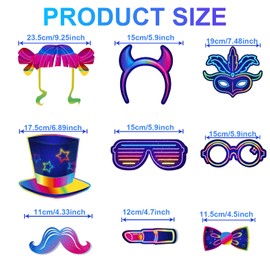 Pack of 30 Party Photo Booth Props Glow Photo Box Props Neon Party Photo Box Accessories Photo Booth Props with Stick for Birthday Carnival Wedding Prom New Year Party