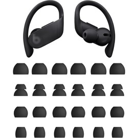 Rqker Eartips Compatible with Powerbeats Pro Earbuds, 12 Pairs S/M/L/D Sizes Soft Silicone Ear Tips Replacement Earbuds Tips, Compatible with Powerbeats PB Pro 12 Pairs Black