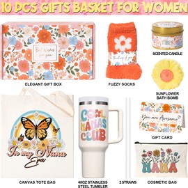 Gifts for Nana Christmas Gifts from Granddaughter Grandkid Grandchildren Unique Best Nana Birthday Gifts Basket Grandma Grandmother Gigi Care Package New Nana Gift with Canvas Tote Bag 40 OZ Tumbler