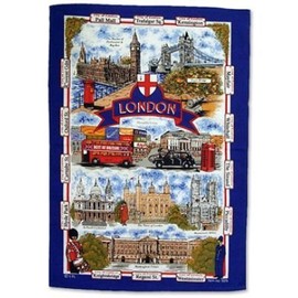 Elgate London Tea Towel with Scenic Historical Streets and Landmarks