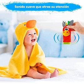 Calcetas Sonajeras y Muñequeras para Bebé – Juguetes Sensoriales de Estimulación Temprana con Sonidos, Texturas y Colores, Set de Pulseras y Calcetines para Niños y Niñas Recién Nacidos | SAYCHEESE