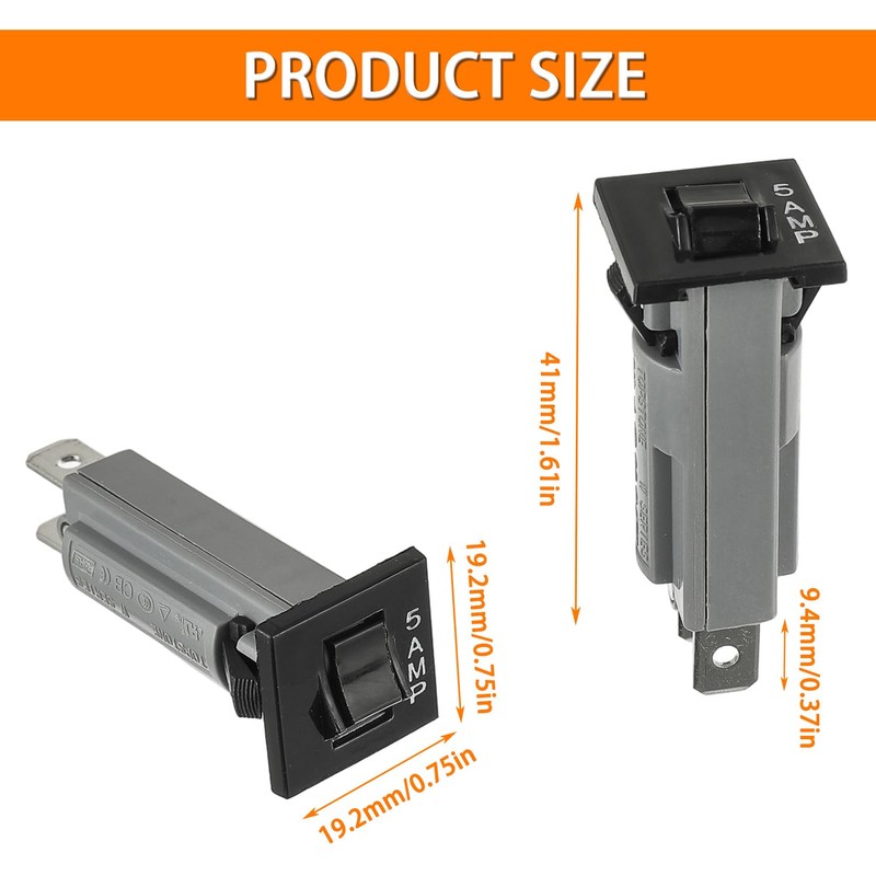 HUAREW W28-XQ1A-5 Thermal Circuit Breaker Fuse, 5 Amp 125/250VAC 50/60Hz