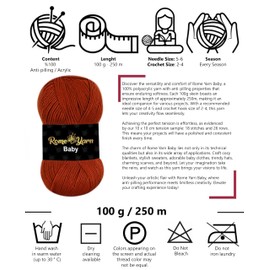 Baby Yarn #3 Light Worsted DK Anti-Pilling Acrylic Yarn for Knitting and Crochet (1 Pack, 832 Tile)