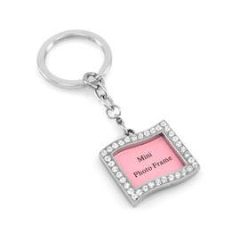 Photo Frame Metal Key chain Key ring CZ Stones (Wave)