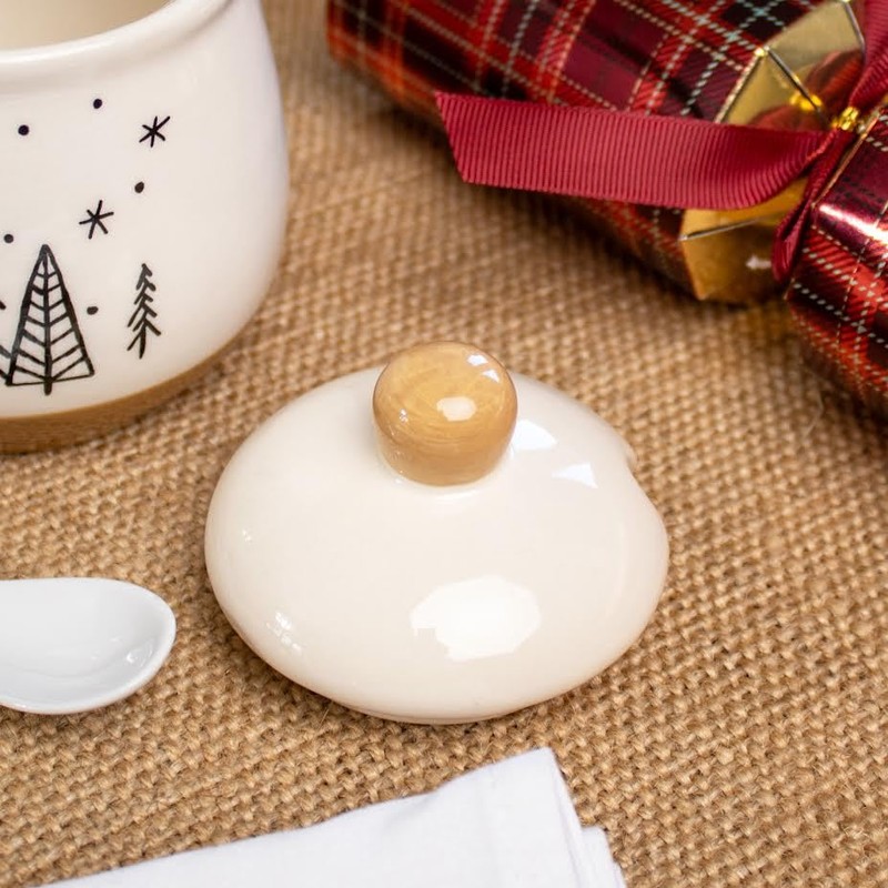 Darthome Christmas Tree Sugar Pot With Lid And Spoon Xmas
