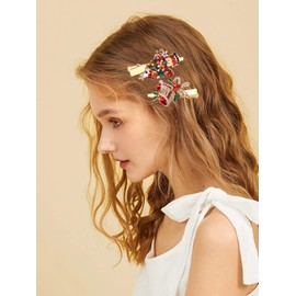 MOLOCH-Pinzas para el cabello de Navidad Horquilla Diamante de imitación brillante Campanas de árbol de Navidad Copo de nieve Reno Pasador para el cabello Fiesta navideña Pinzas para el cabello de coc